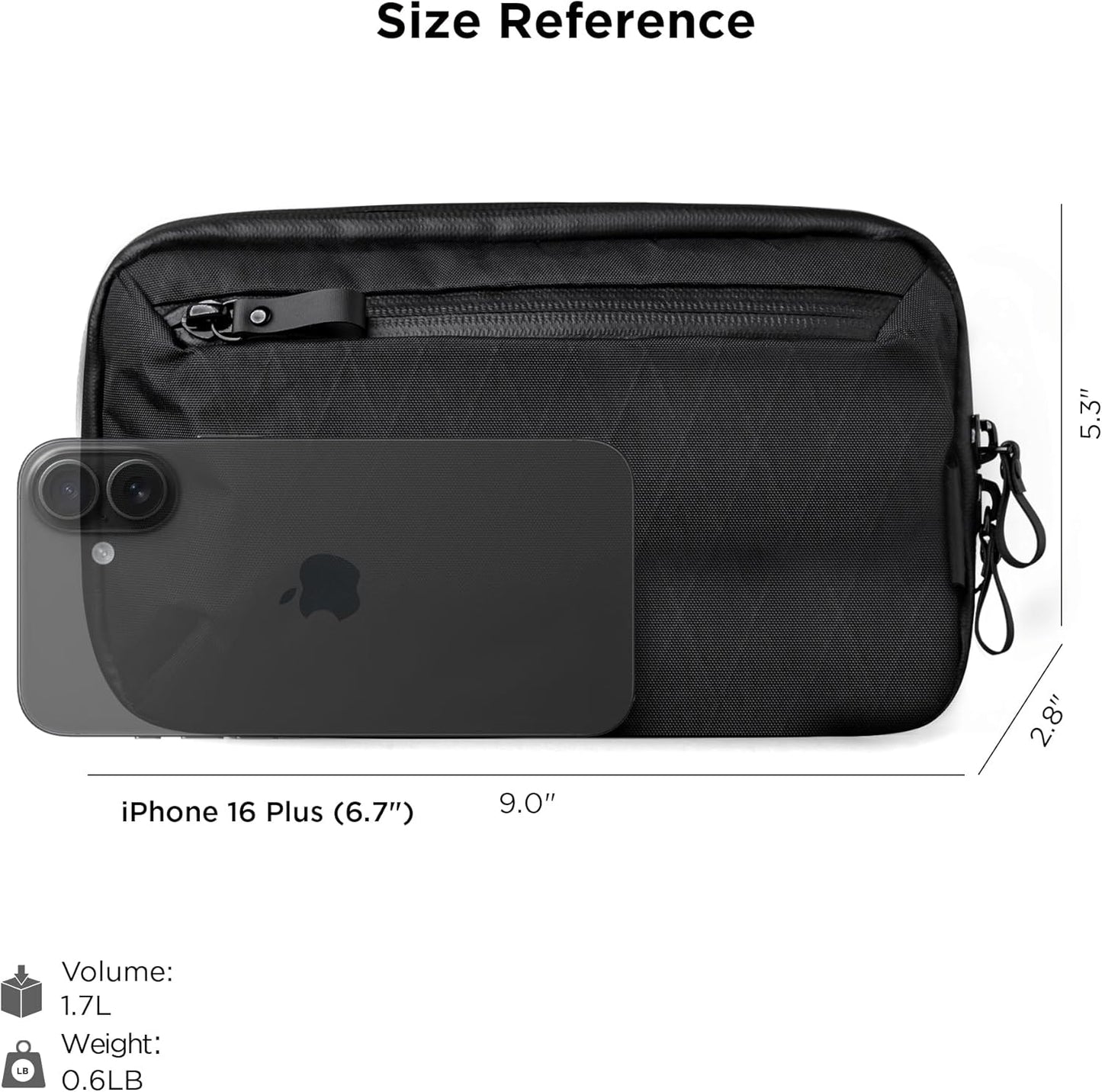ALPAKA Elements Tech Case Mini - Organizador compacto para electrónicos, bolsa pequeña para cargadores y auriculares, bolsa para teléfono, funda de accesorios de viaje, correa cruzada, negro X-Pac
