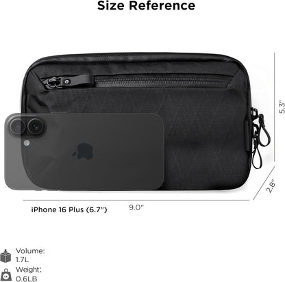 ALPAKA Elements Tech Case Mini - Organizador compacto para electrónicos, bolsa pequeña para cargadores y auriculares, bolsa para teléfono, funda de accesorios de viaje, correa cruzada, negro X-Pac