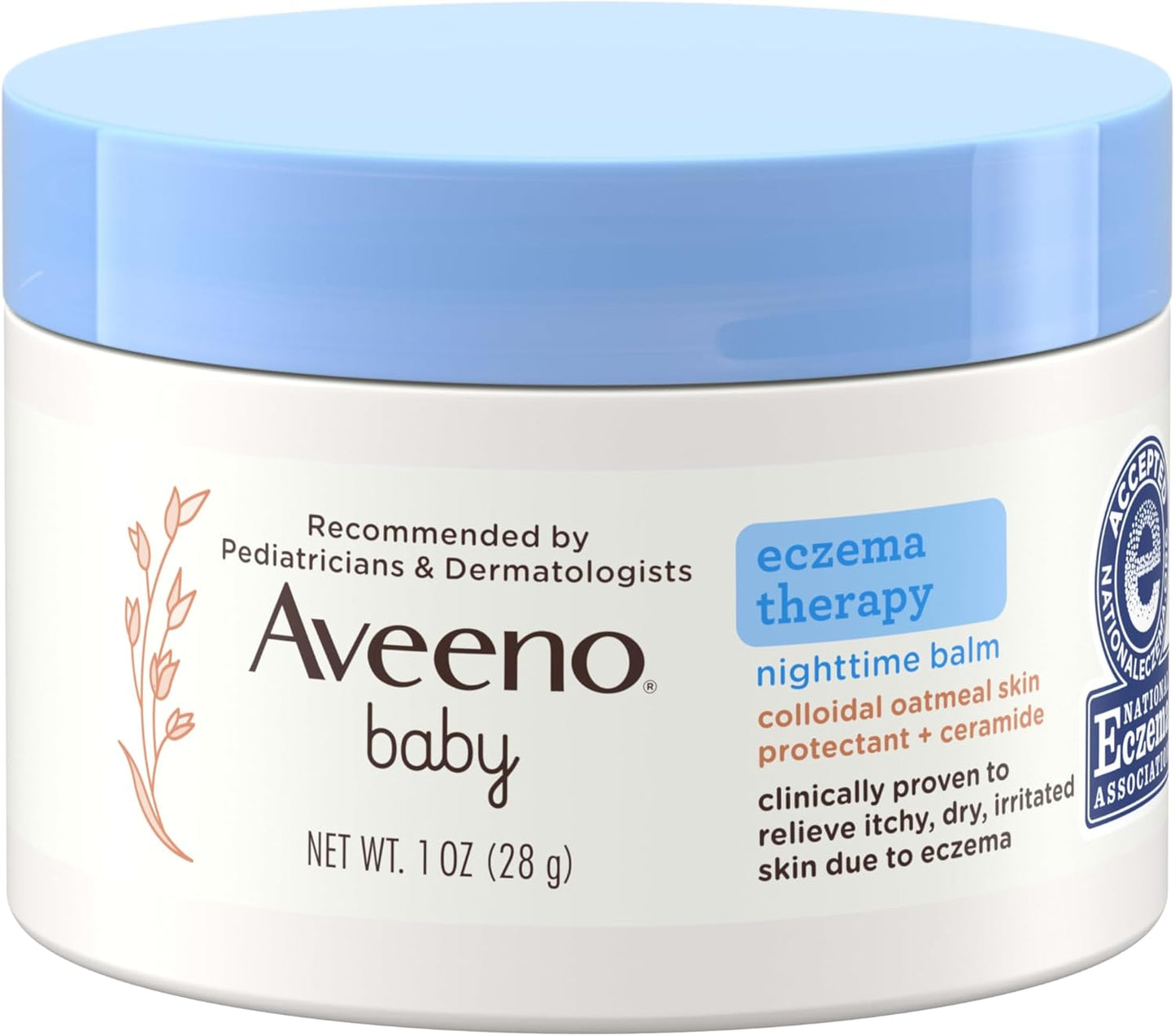 Bálsamo de eczema para bebé Aveeno, terapia nocturna, 1 Ounce, 1, 1