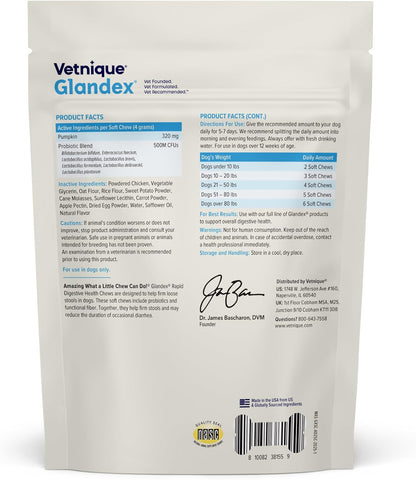 Vetnique Glandex - Probióticos diarios para perros con prebióticos...