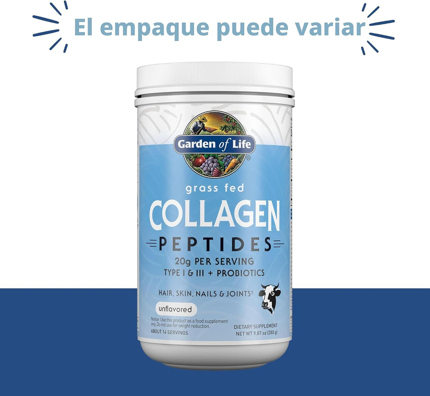 Garden of Life Péptidos de Colágeno en Polvo de Ganado Alimentado c...