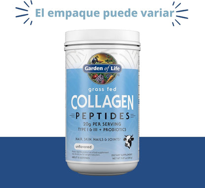Garden of Life Péptidos de Colágeno en Polvo de Ganado Alimentado c...