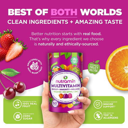 Gomitas Multivitamínicas Veganas Keto Diarias NUTRAMIN, sin OMG, Vi...