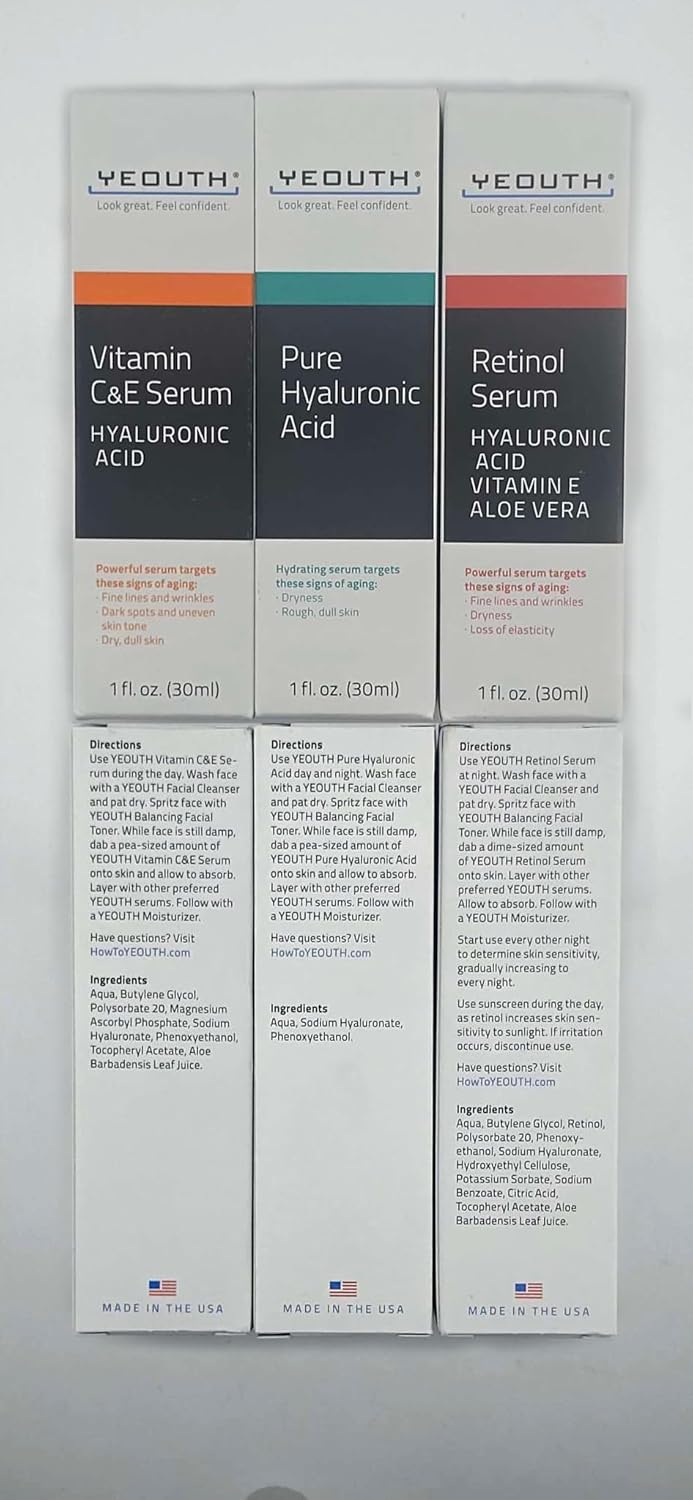 YEOUTH Set de cuidado de la piel: suero de retinol para cara, vitam...