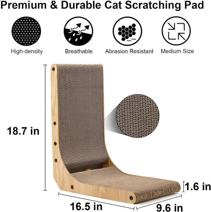 FUKUMARU Rascador para gatos, 18.7 pulgadas en forma de L, almohadi...