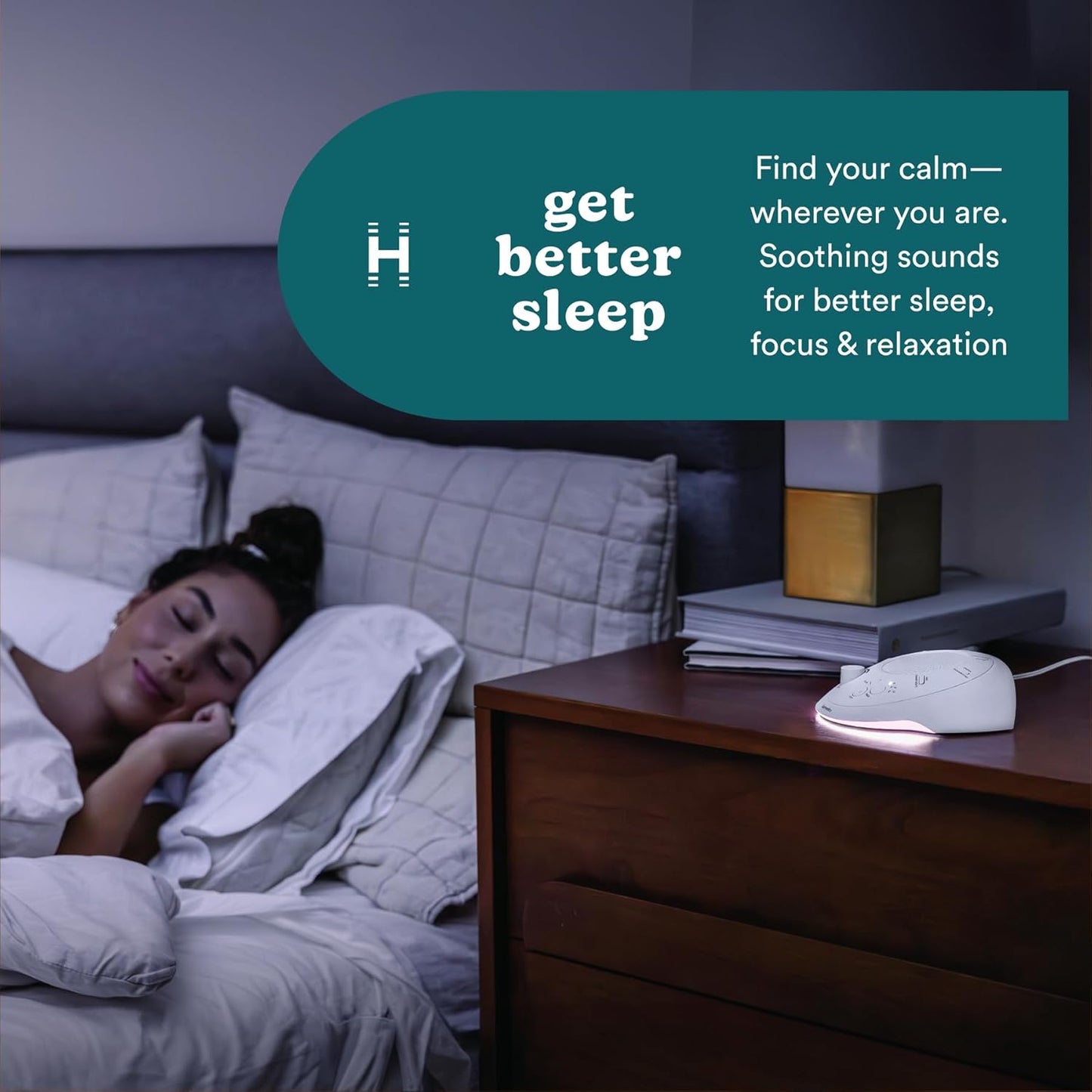 Homedics Sleep Better - Máquina de sonido portátil, luz nocturna, 1...