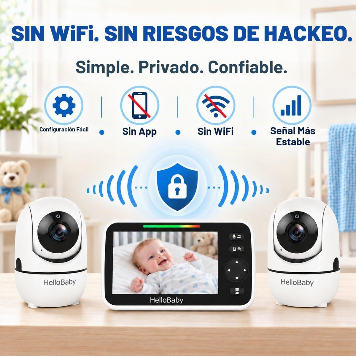 HelloBaby HB6550-2 Monitor para bebés con cámara dual de 5" sin WiF...