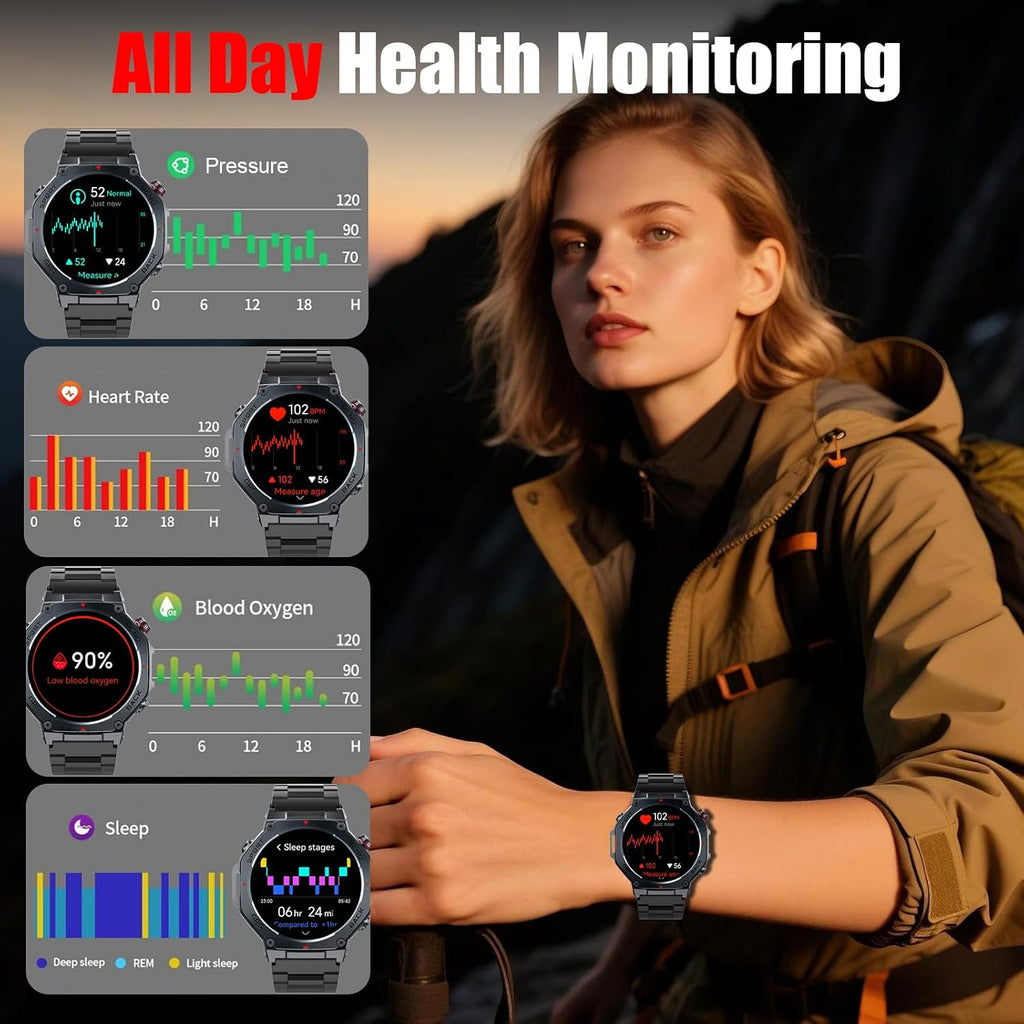 Reloj inteligente para hombre, 1.43" AMOLED Militar SmartWatch...