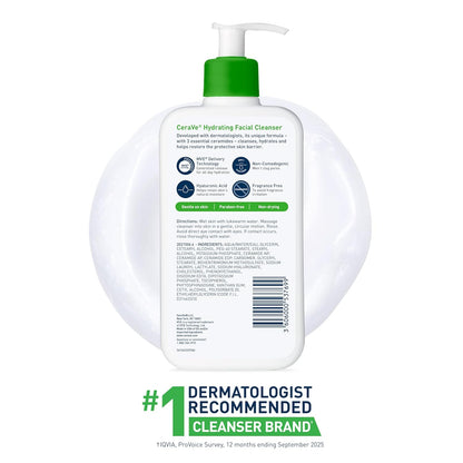 CeraVe Limpiador facial hidratante, lavado facial hidratante para p...