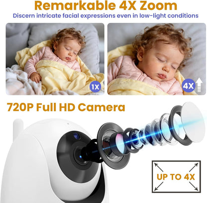 Monitor de bebé con cámara y audio: cámara para bebé de 720P sin Wi...