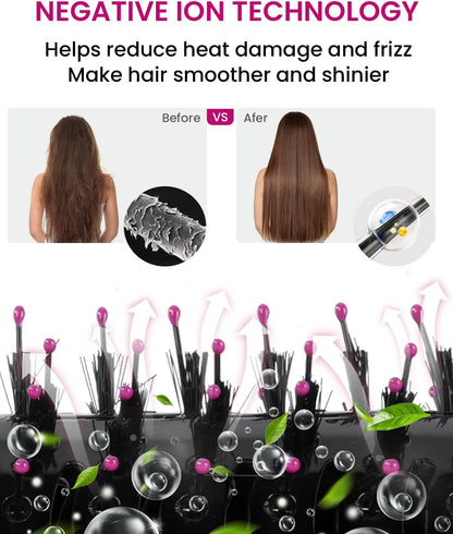Cepillo Secador de Pelo, Secador de Pelo con Cepillo 4 en 1, Estilo con Aire Caliente, Cepillo para Secado y Volumización con Tecnología Iónica | Barril Ovalado de Titanio | Secado con Soplado