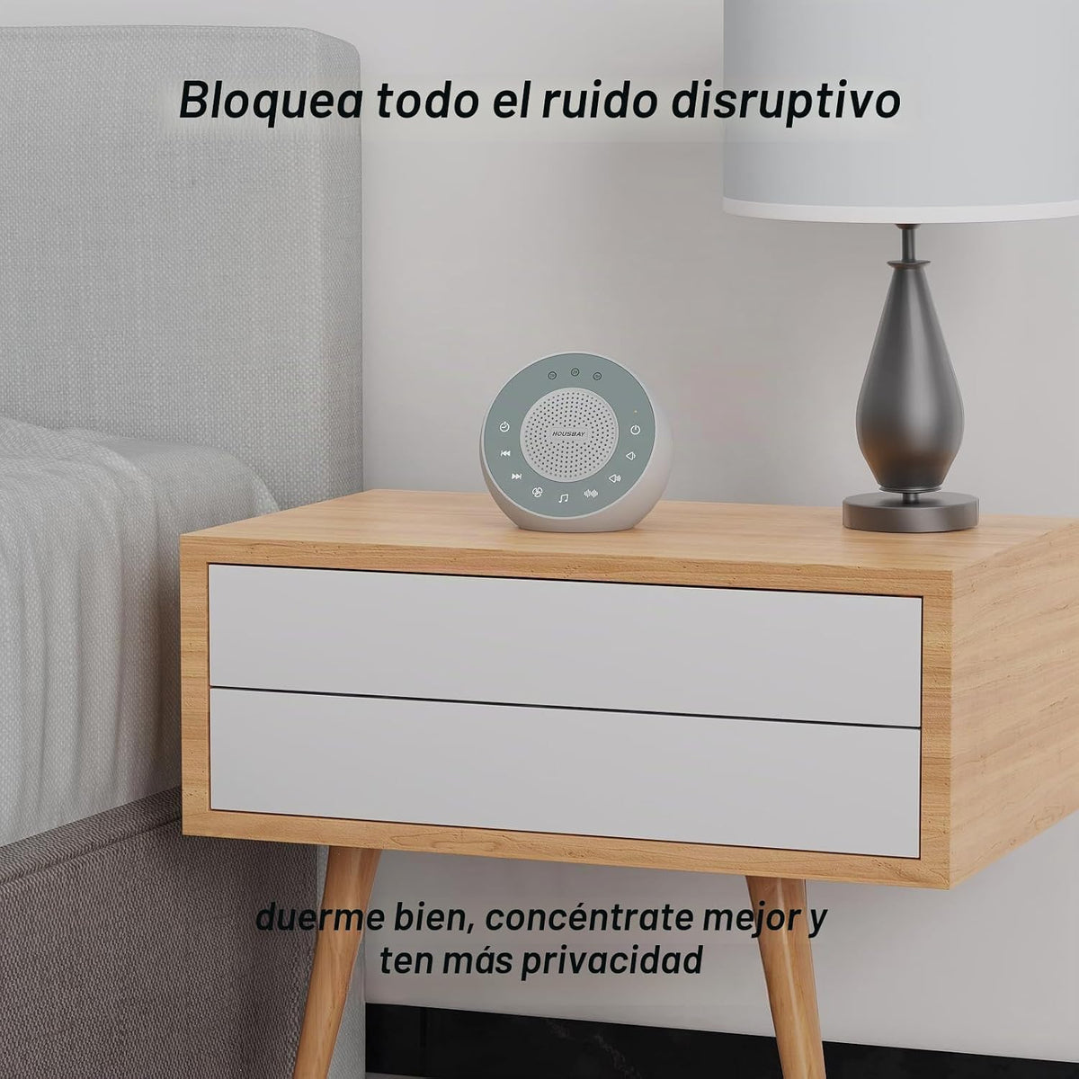HOUSBAY Máquina de sonido Ruido blanco para dormir, gris | 31 sonid...