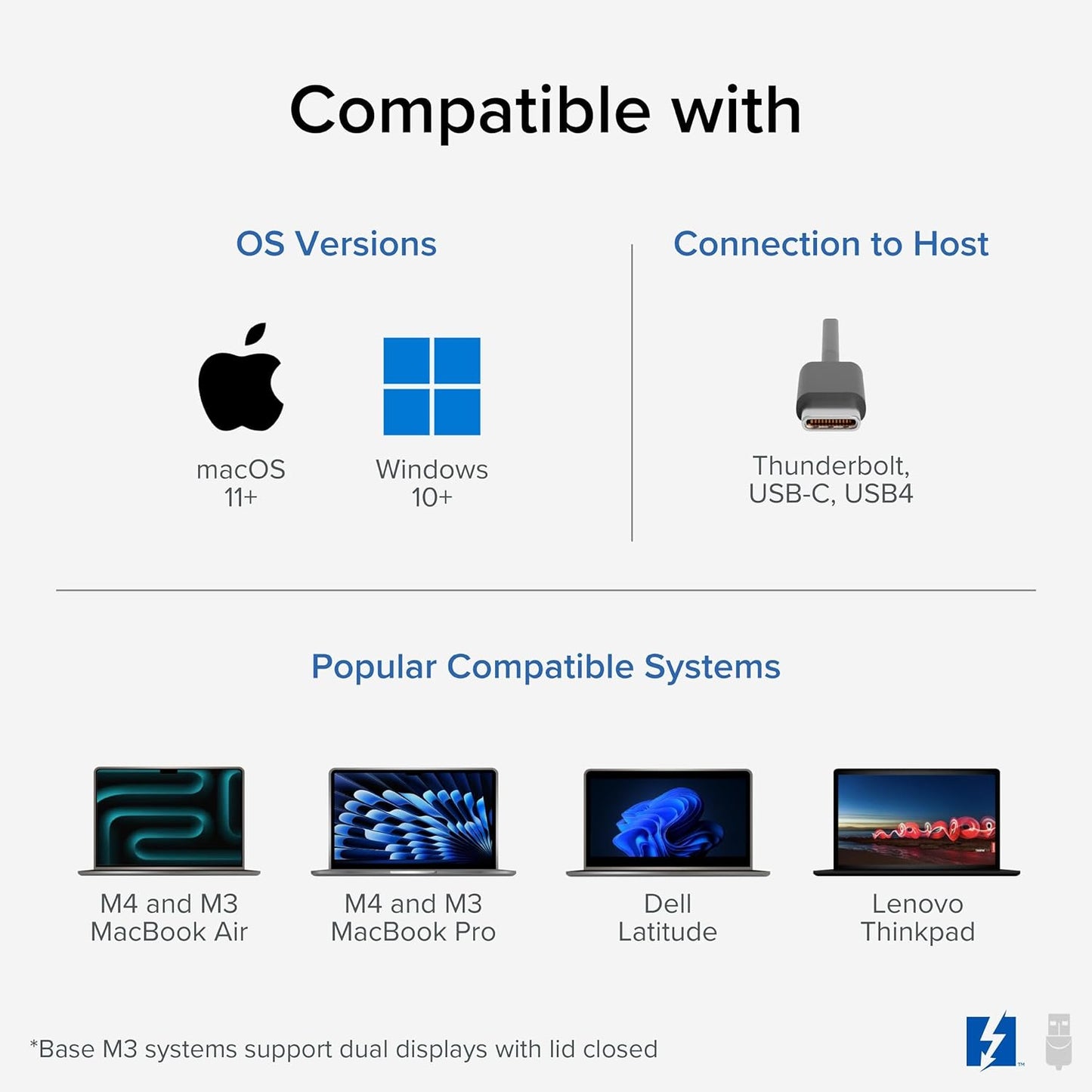 Plugable Base Thunderbolt 4 16 en 1: monitores 4K duales para MacBook Air/Pro M4/M5, carga de 100 W, 2 HDMI, 2 puertos DisplayPort, Ethernet 2.5G, 7 USB, lector de tarjetas MicroSD/SD, compatible con Windows y USB4