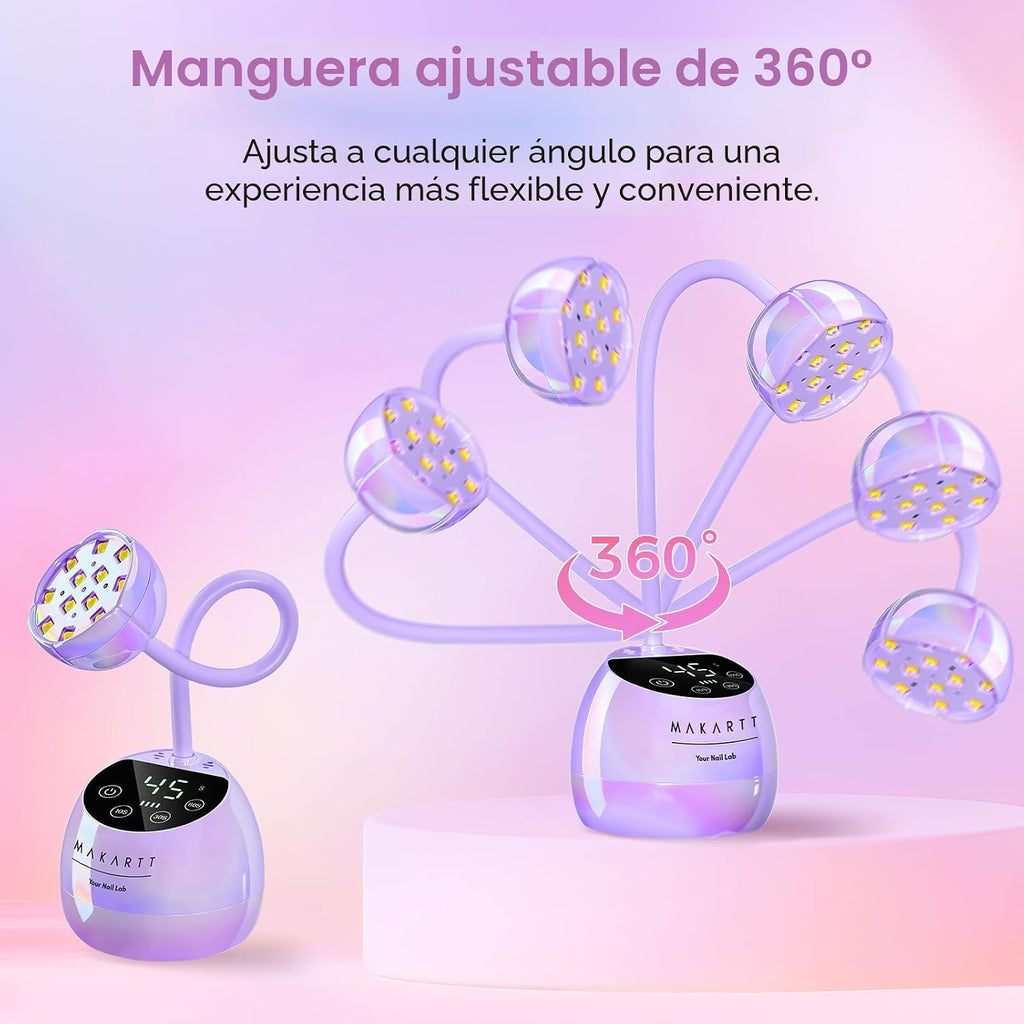 Makartt Lámpara de uñas UV inalámbrica de cuello de cisne para uñas...