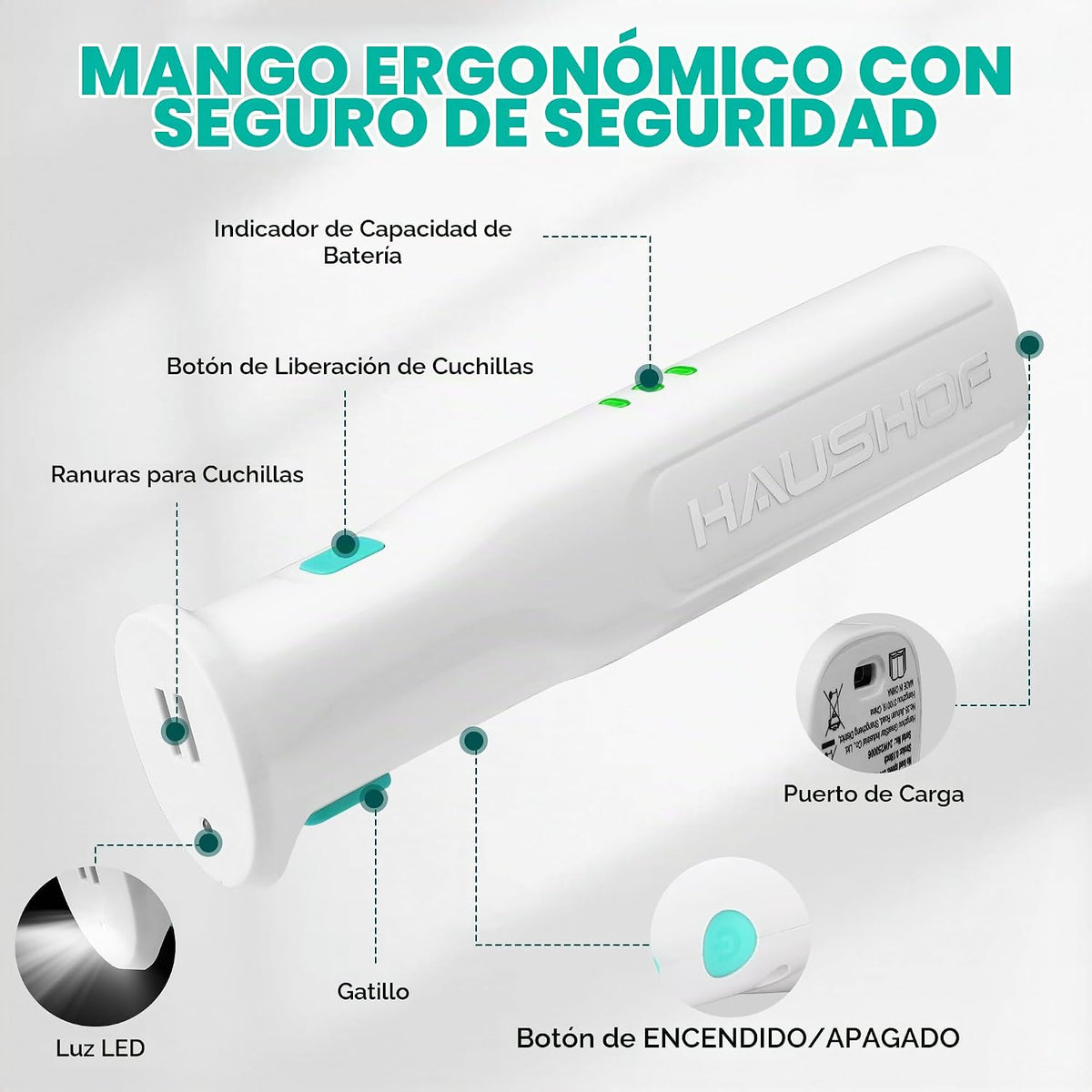 HAUSHOF Juego de cuchillos eléctricos inalámbricos con estuche de |...