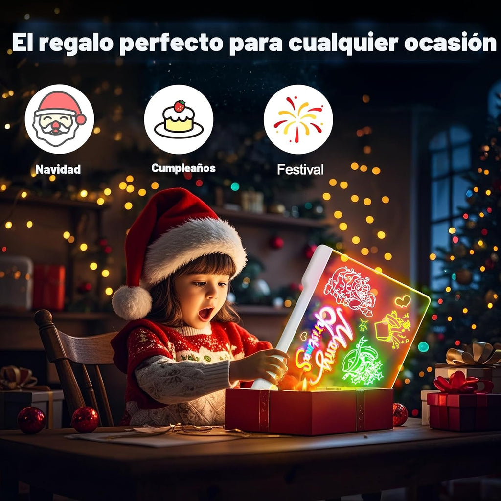 Tablero de notas LED Doodle Glow recargable de 16 pulgadas, 7 modos...