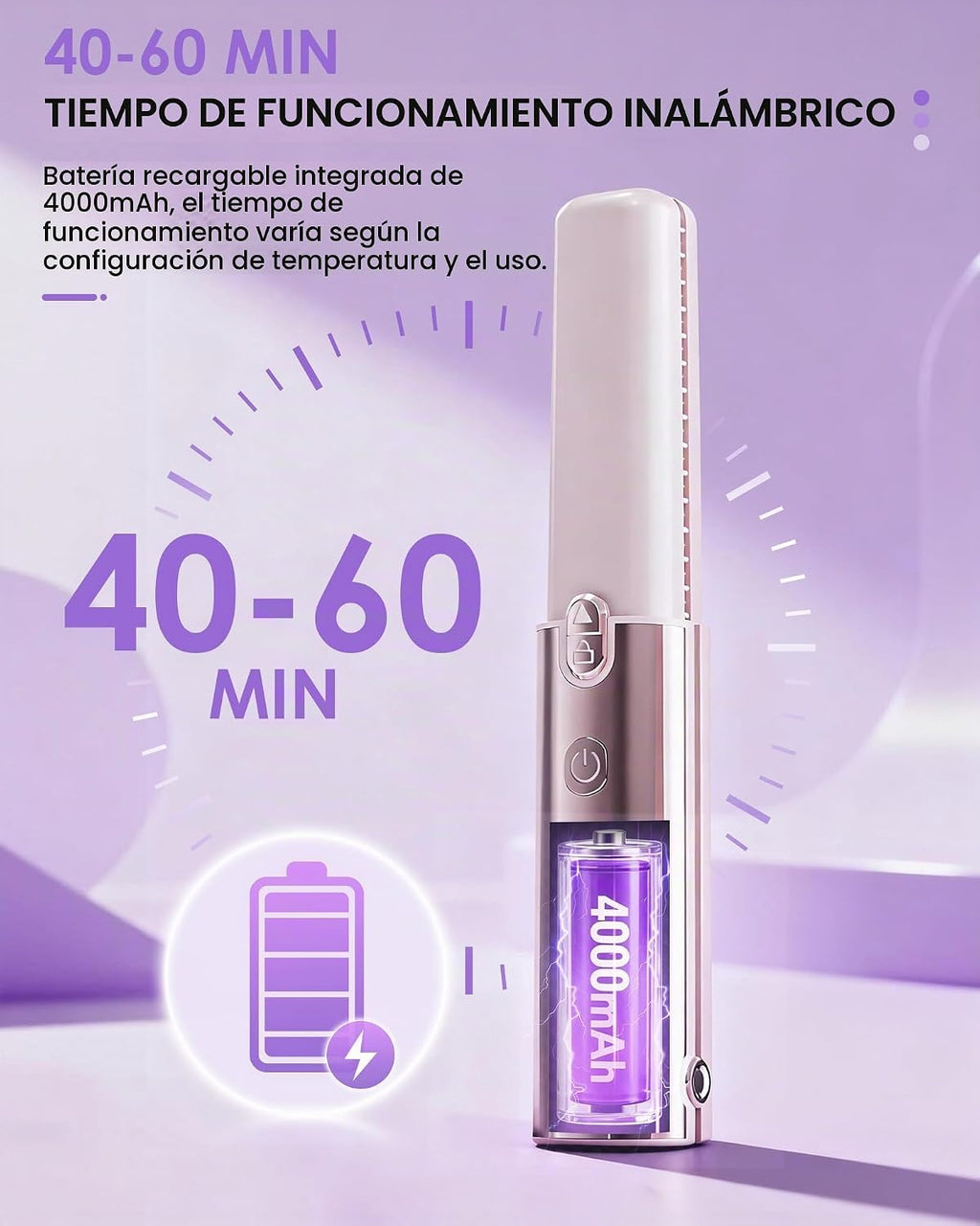 SOPPY Plancha de pelo inalámbrica con base de carga | Cerámica reca...
