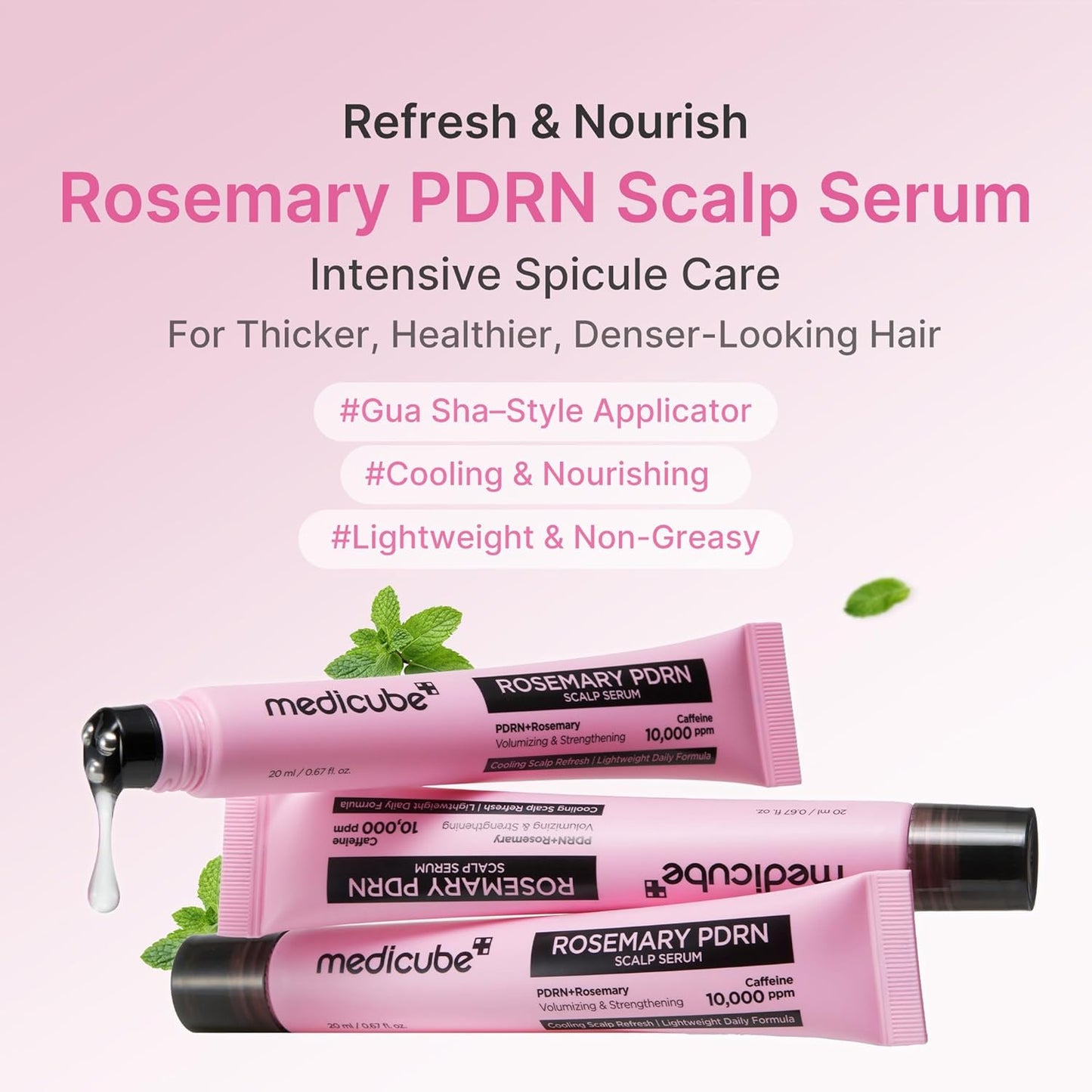 medicube Rosemary PDRN Scalp Refresh & Nourish Serum | Suero ligero no graso para cabello más grueso, más completo y de aspecto más denso | Tratamiento del cuero cabelludo para cuero cabelludo