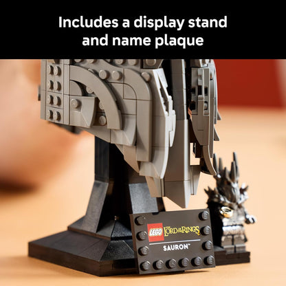 LEGO Icons The Lord of the Rings: Sauron's Helmet - Juego de construcción para adultos, mayores de 18 años - Dormitorio, oficina en casa, decoración de estante de libros, con minifigura Sauron, regalo