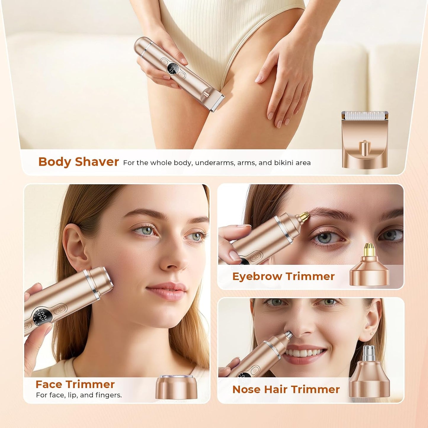 Recortadora de bikini 4 en 1 para mujer, maquinillas de afeitar elé...