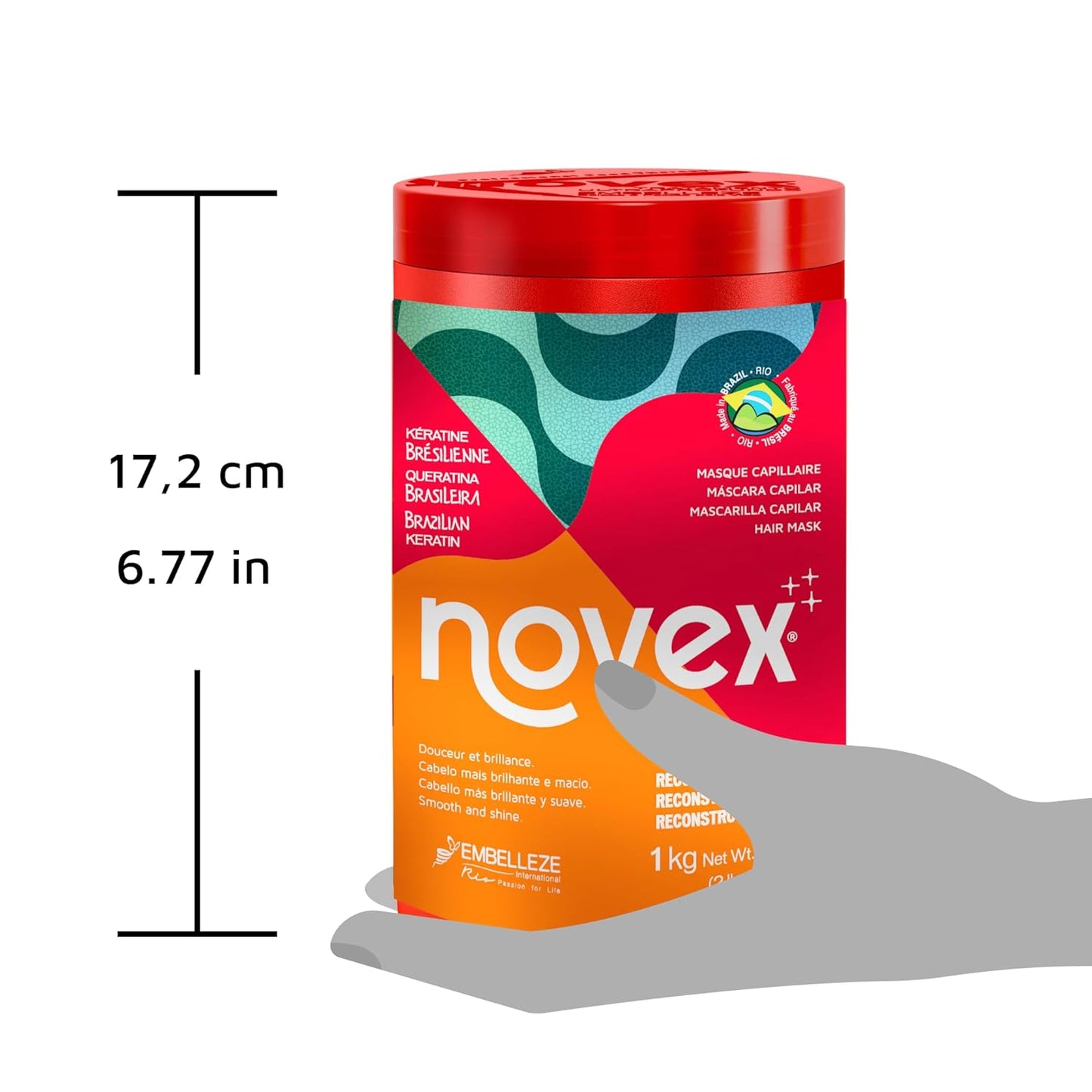 Novex Mascarilla de queratina brasileña de acondicionamiento profun...