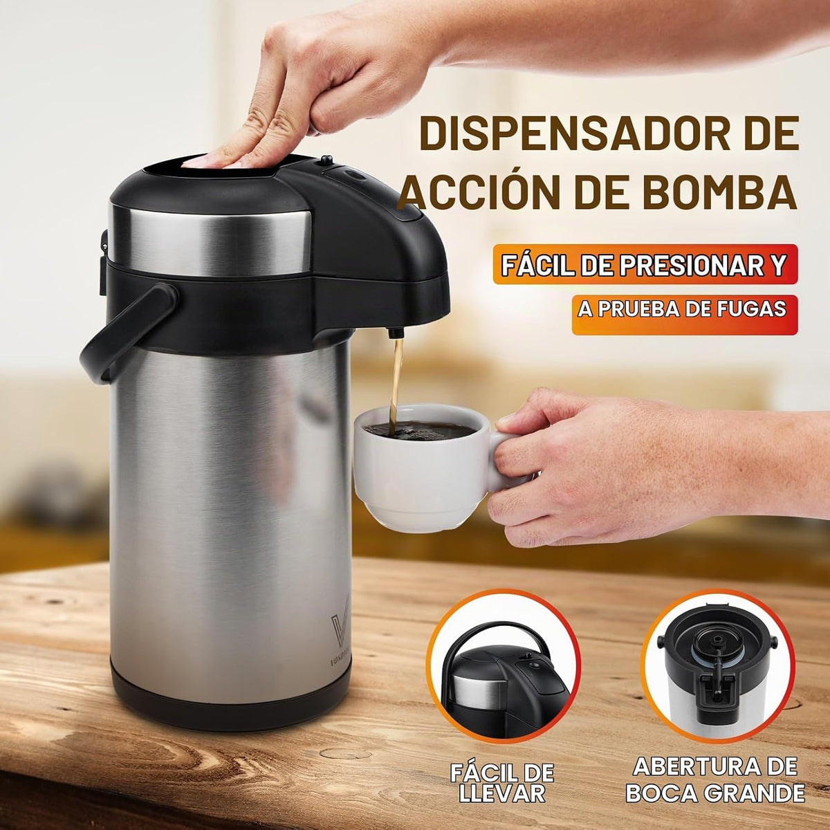 Airpot - Dispensador de café con bomba \u2013 Jarra de café aislada...