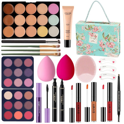 Kit de maquillaje para adolescentes, conjunto para mujeres, kits de maquillaje para festivales, juegos de maquillaje, regalo para adolescentes, niñas, regalo de viaje, juego de maquillaje de sombra de