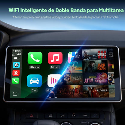 LAMTTO Adaptador inalámbrico 3 en 1 Carplay Android Auto Adapter integrado Net-Flix YouTube Tiktok Apps Magic AI Box Reproductor de video con WiFi de doble banda USB para coches de juego con cable OEM