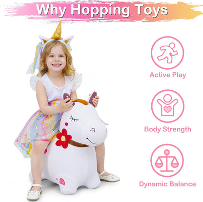 iPlay, iLearn Bouncy Pals - Caballo para saltar blanco inflable con...