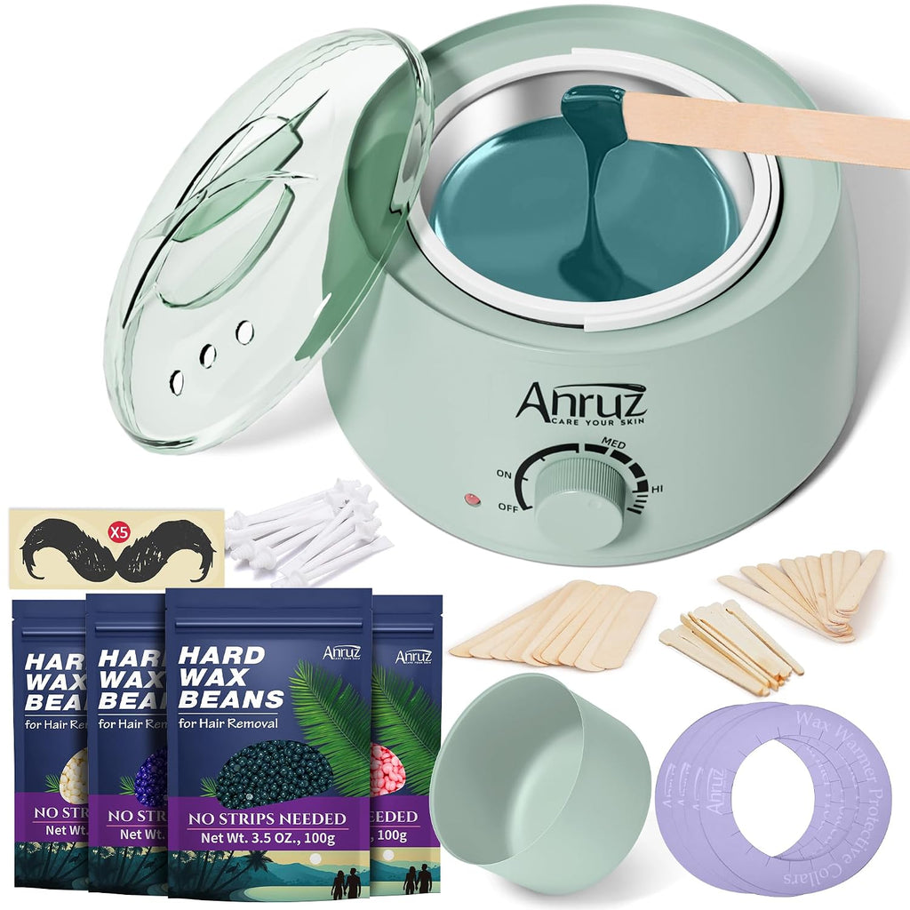 Anruz Kit de depilación verde salvia para mujeres y hombres, maceta...