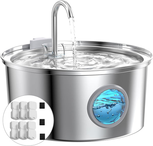 Fuente de agua para gatos de acero inoxidable - Fuente de agua de 1...