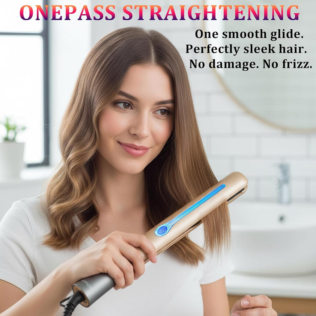 NITION - Plancha profesional de titanio para cabello, para un estil...