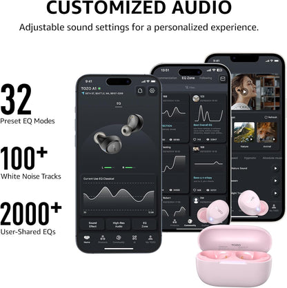 TOZO Auriculares inalámbricos A1 Bluetooth 5.3 de peso ligero en el...