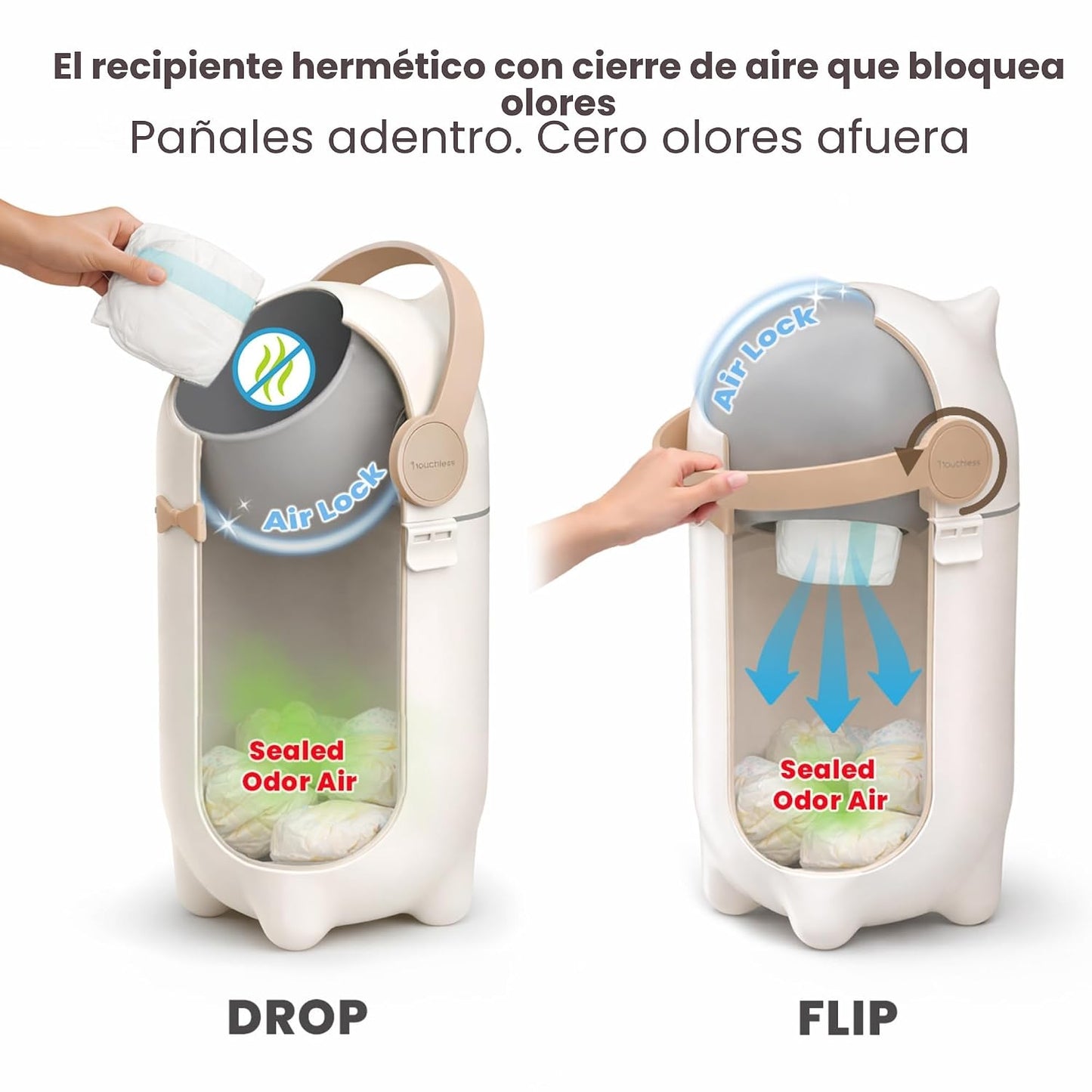 iTouchless Cubo de pañales con bloqueo de olor, galardonado Ag+ Sil...