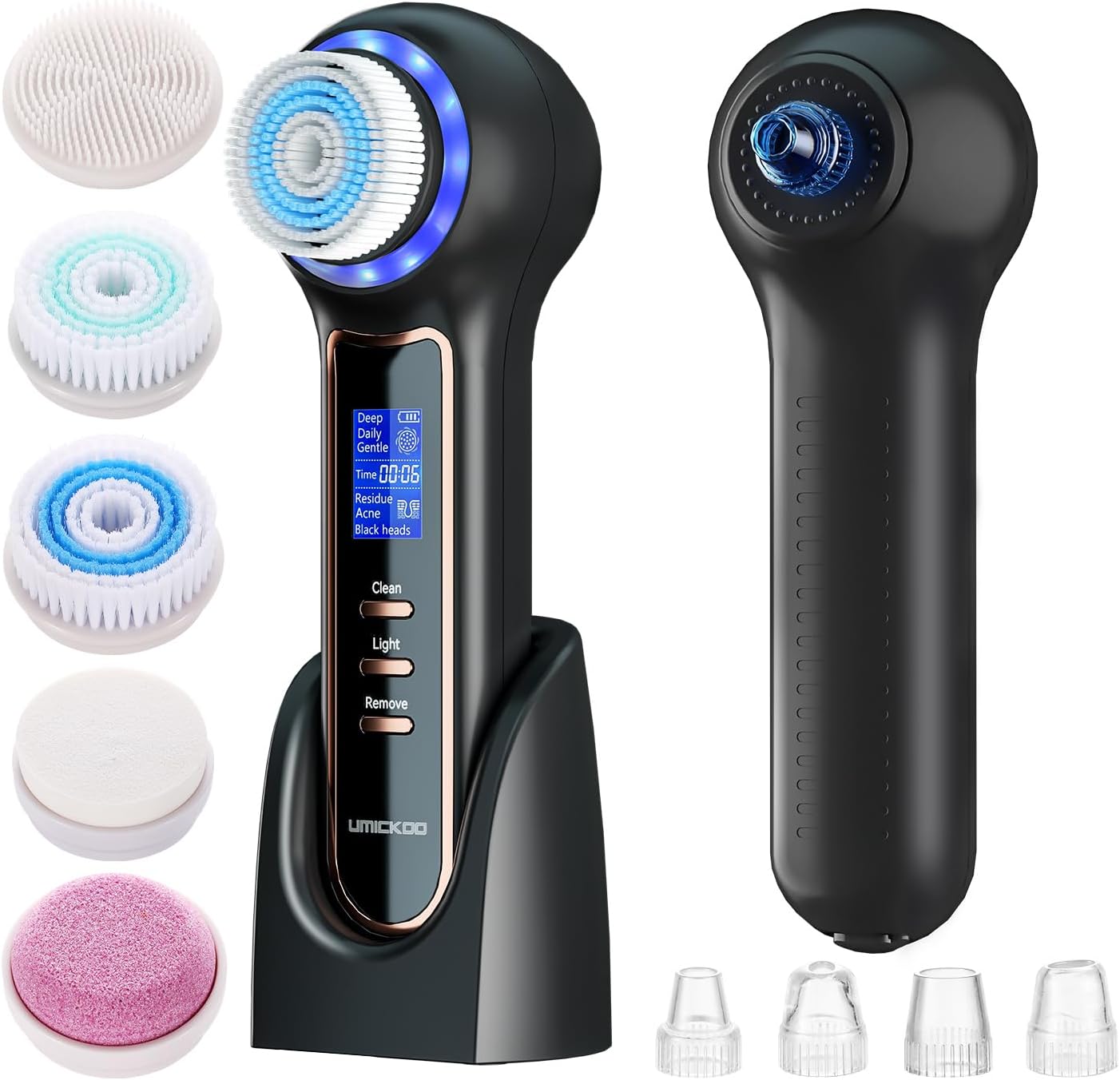 UMICKOO Exfoliante facial con pantalla LCD, cepillo de limpieza fac...