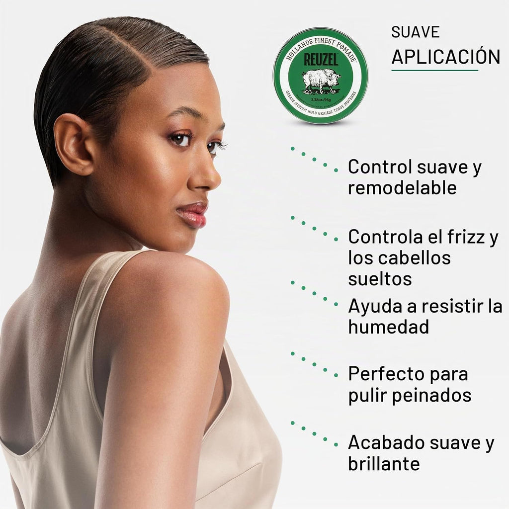 REUZEL Pomada de grasa verde de fijación media brillo bajo 0.21 lb...
