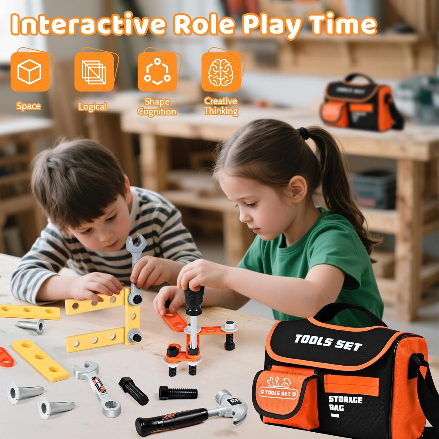 Juegos de herramientas para niños con bolsa portátil, juego de herr...