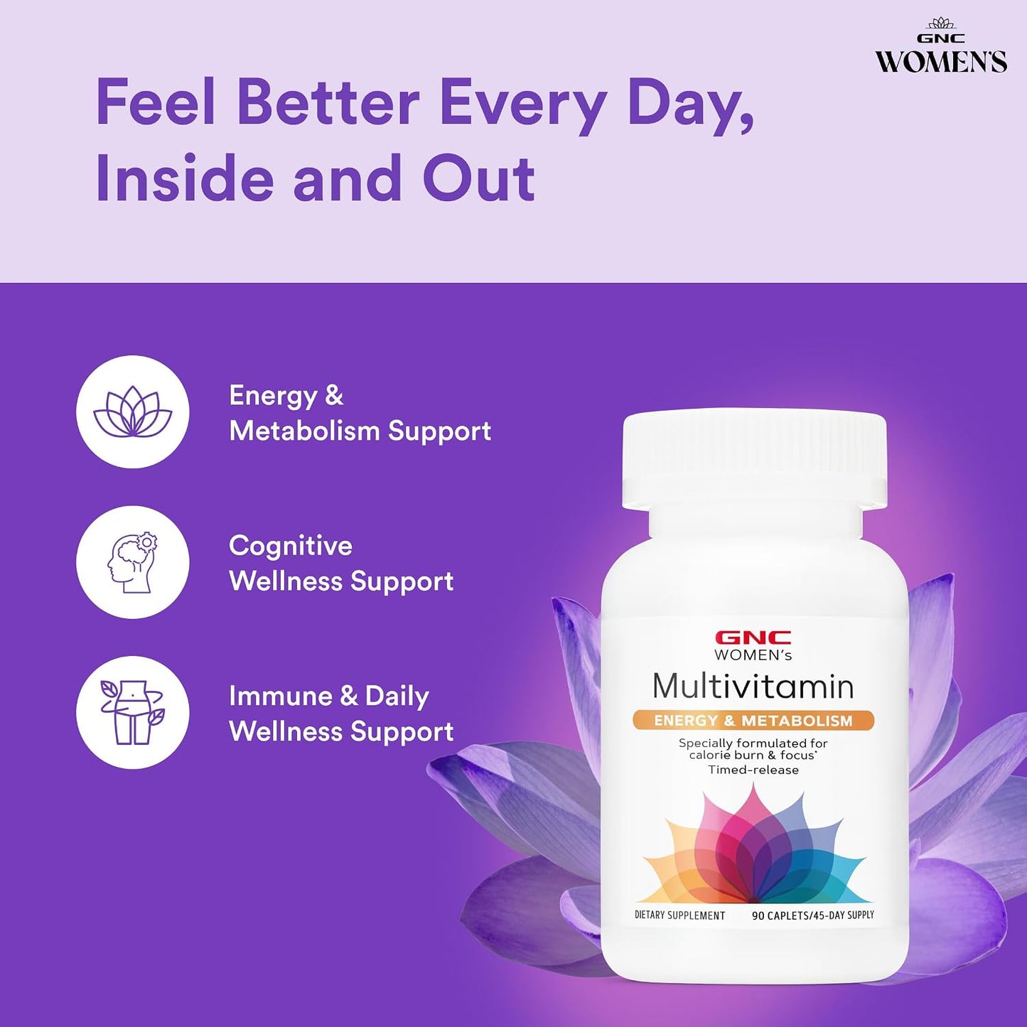 GNC Multivitamínico de energía y metabolismo para mujeres, para con...