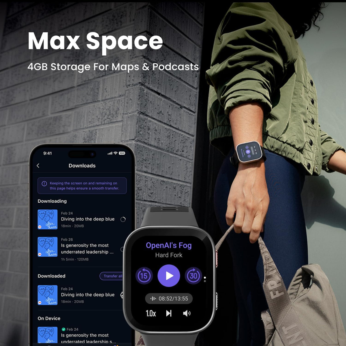 Amazfit Bip Max - Reloj inteligente de 1.969 in, pantalla AMOLED de...