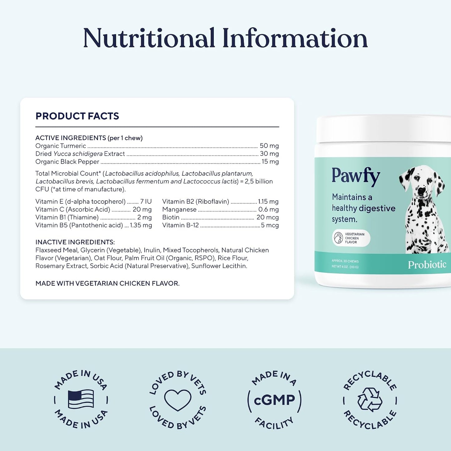 Pawfy Probióticos para perros | Apoya la salud digestiva, la diarre...