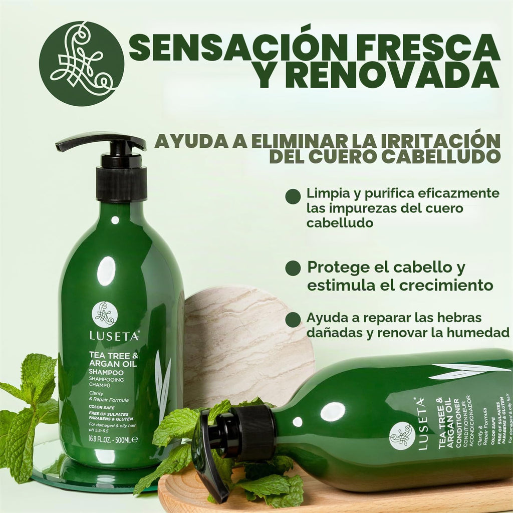 Champú desenredante de aceite de Argán y árbol de té, varios tamaños