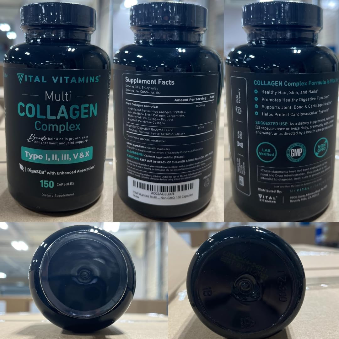 Vital Vitamins Multi Colágeno para Mujeres y Hombres - Tipo I, II,...