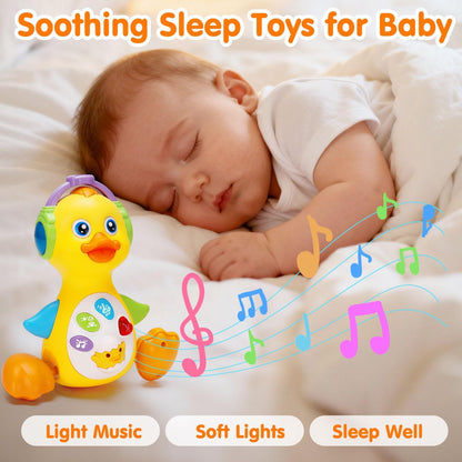 Tsomtto Juguete musical de pato para bebés, bailando y gateando, juguetes para bebés con luz, cumpleaños para niños y niñas, desarrollo de aprendizaje para bebés, juguetes para recién nacidos