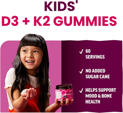 Llama Naturals Gomitas de vitamina D3 K2 para niños, veganas, orgán...