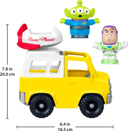 Fisher-Price Little People Juguete para niños pequeños de Disney y Pixar Toy Story Pizza Planet Truck con Buzz Lightyear y figuras alienígenas para niños a partir de 18 meses