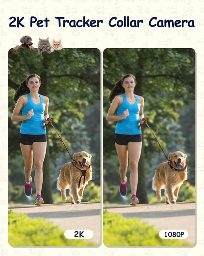 Camlance Cámara de cuello para mascotas 2K con teléfono 32 GB tarje...