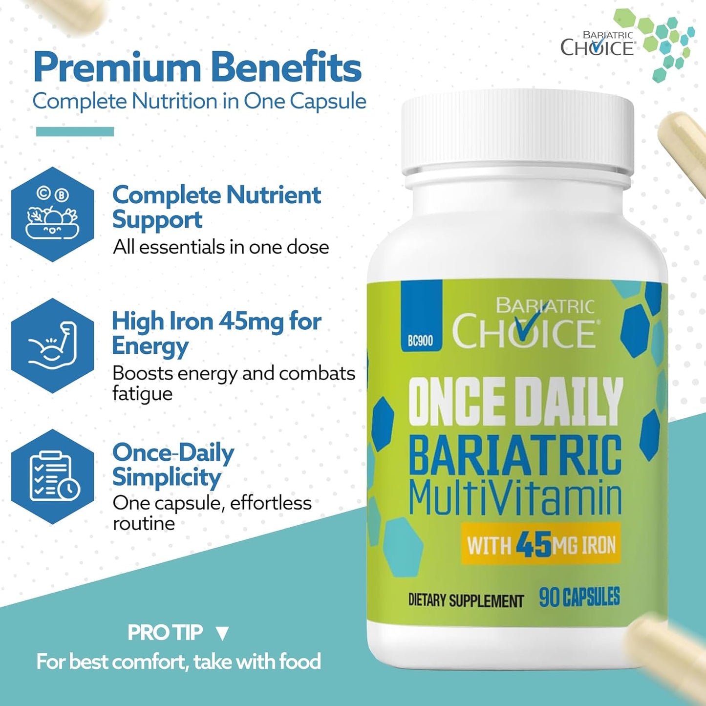 Bariatric Choice Multivitamínico bariátrico una vez al día con 45 m...