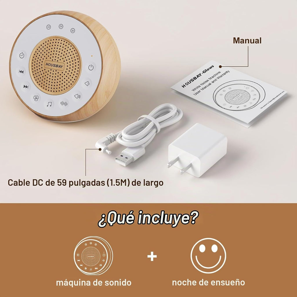 HOUSBAY Máquina de sonido ruido blanco para dormir con grano de mad...