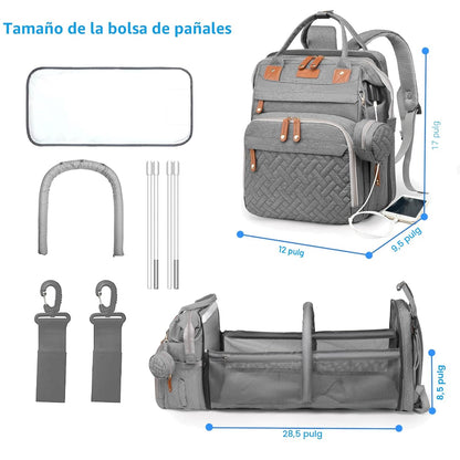 Jeryswet - Mochila para pañales con cambiador, impermeable, de gran...
