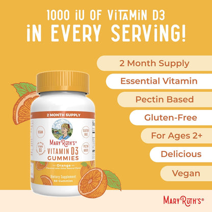 Gomitas de vitamina D3 de MaryRuth Organics | Suministro para 2 mes...